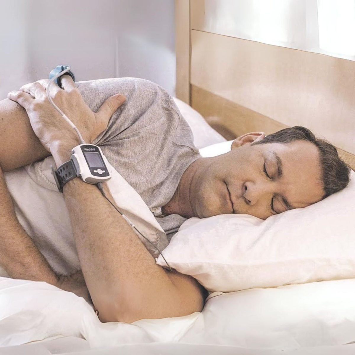 Man using WatchPAT One Home Sleep Apnoea Test
