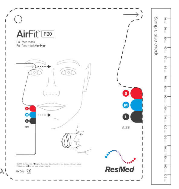 ResMed F20 CPAP mask sizing guide
