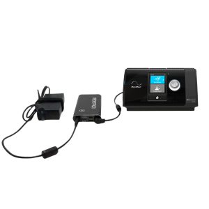 Pilot Flex CPAP Battery connected to the ResMed AirSense 10 CPAP Machine | Intus Healthcare