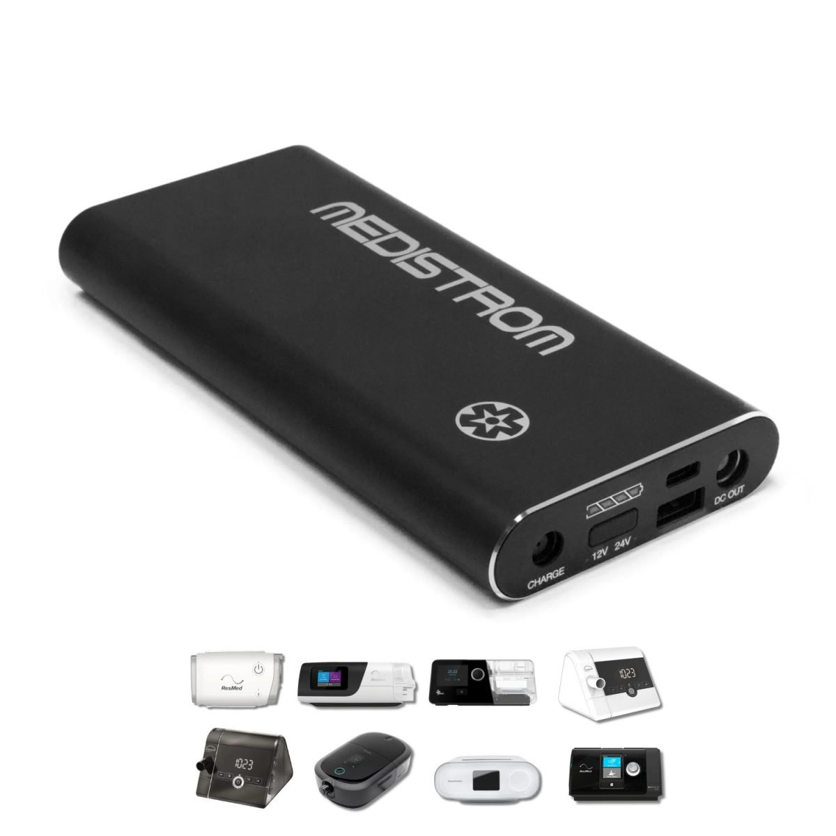 Medistrom Pilot Flex CPAP Travel Battery and compatible CPAP Machine icons | Intus Healthcare